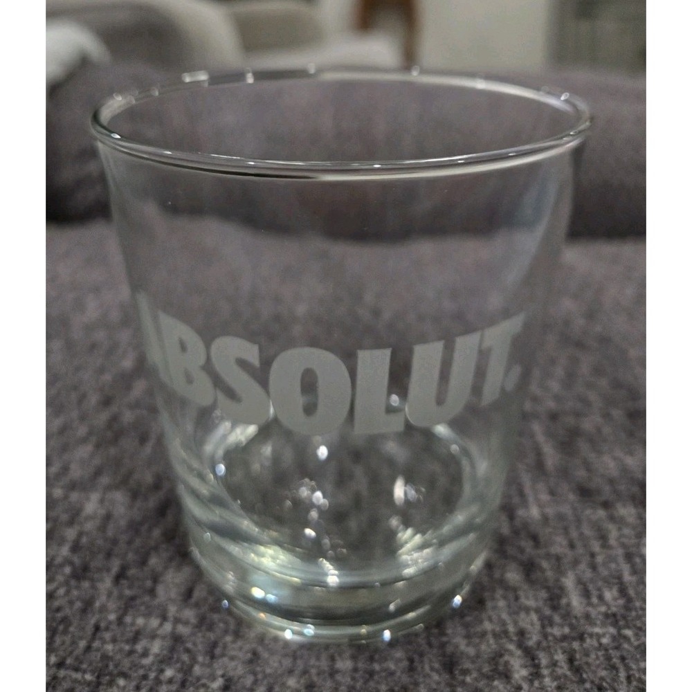 Absolut Vodka Rocks Glass Frosted Logo Clear Lowball Tumbler Barware